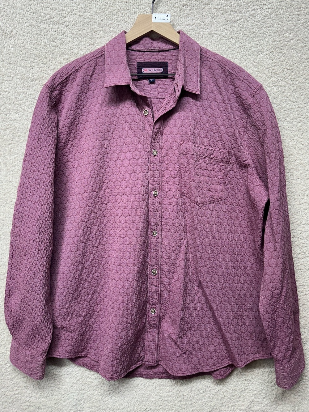 32 Bar Blues Textured Button Front Shirt XL Purple Long Sleeve Stretch Casual